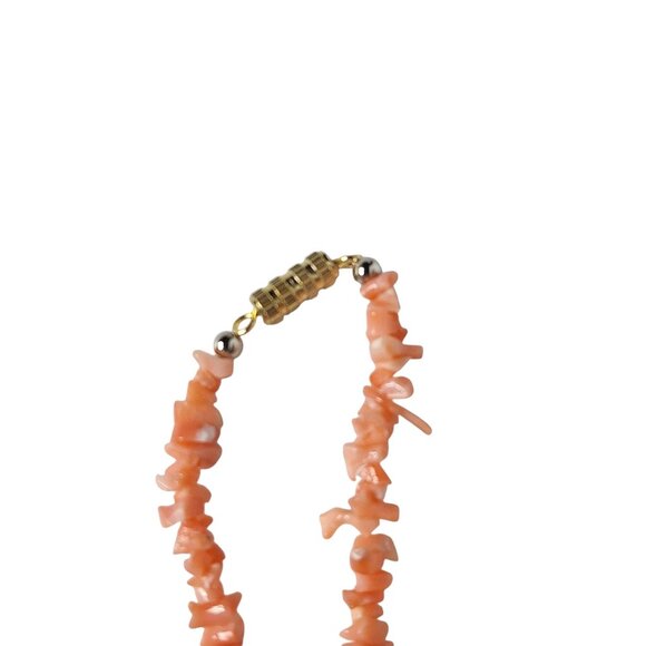 Vintage Natural Coral Bead Necklace Pink Orange Irregular Shape Handmade - Picture 3 of 4